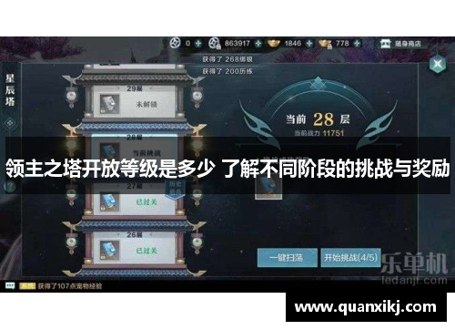 领主之塔开放等级是多少 了解不同阶段的挑战与奖励