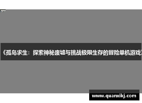 《孤岛求生：探索神秘废墟与挑战极限生存的冒险单机游戏》
